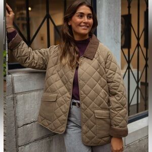 Quilted khaki woman’s coat